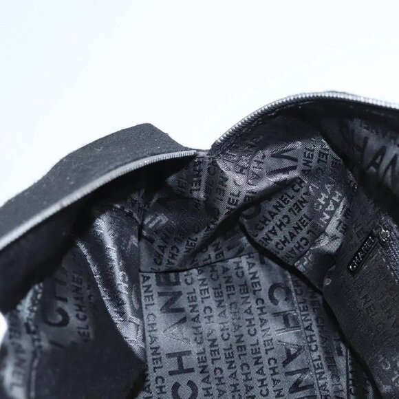 CHANEL COCO Mark Chain Hand Bag Cotton Black Silver CC Auth BD2146 - Picture 12 of 16